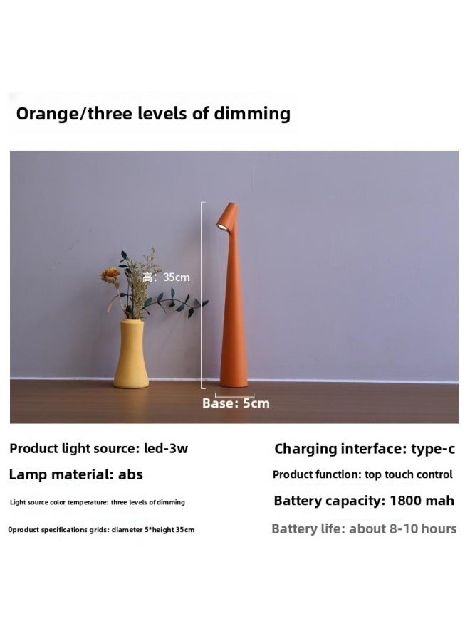 Generic - Designer Gaofu Shuai Table Lamp Accessible Luxury Reading Desk Lamp Charging Desktop Atmosphere Lamp Bedroom Bedside Table Lamp Decoration-Specifications:Touch Charging Warm Light Model/Exclusive/stepless Dimming-Size:Orange - Image 1
