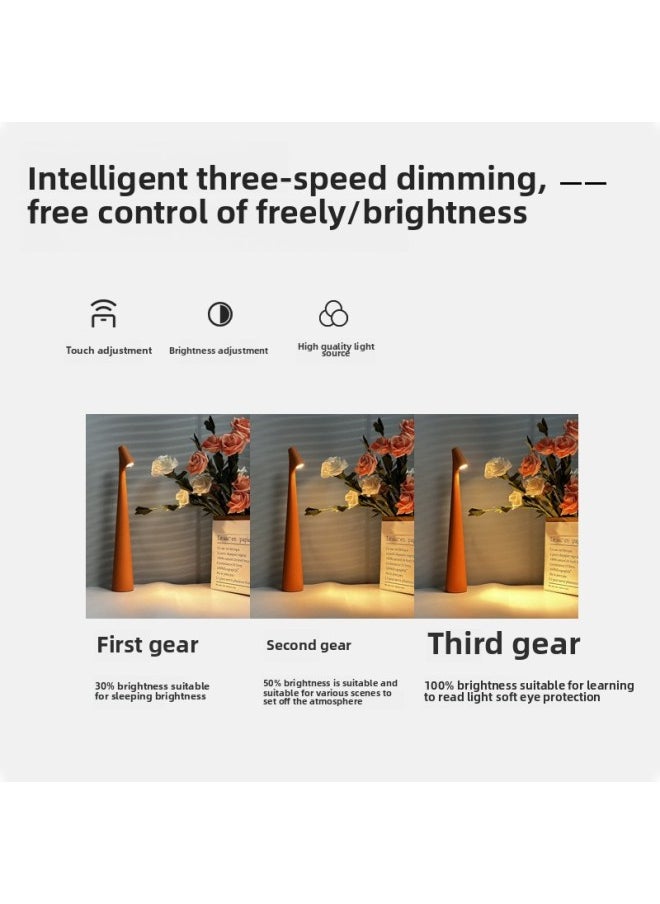 Generic - Designer Gaofu Shuai Table Lamp Accessible Luxury Reading Desk Lamp Charging Desktop Atmosphere Lamp Bedroom Bedside Table Lamp Decoration-Specifications:Touch Charging Warm Light Model/Exclusive/stepless Dimming-Size:Orange - Image 1