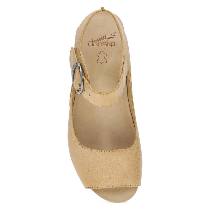 Dansko Tiana Slip-On Platform Sandal for Women â€“ Cushioned, Contoured Footbed for All-Day Comfort and Support â€“ Hook & Loop Strap with Buckle Detail â€“ Lightweight Rubber Outsole Tan 5.5-6 M US - Image 2