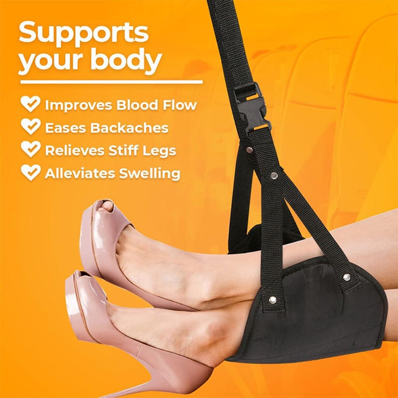 TOPPROSPER TOPPROSPER Airplane Foot Hammock Airplane Foot Rest for Flight Folding Foot Rest Travel Accessories with Storage Bag Portable Plane Travel Footrest for Airplanes Office Under Desk  - Image 3