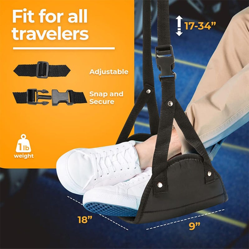 TOPPROSPER TOPPROSPER Airplane Foot Hammock Airplane Foot Rest for Flight Folding Foot Rest Travel Accessories with Storage Bag Portable Plane Travel Footrest for Airplanes Office Under Desk  - Image 2