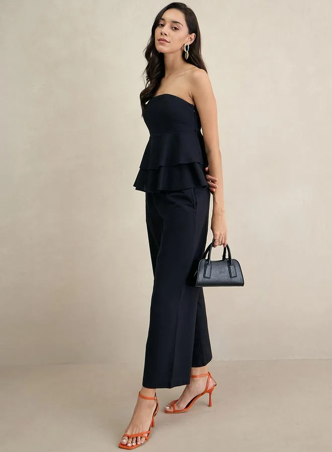 Femmella Black Cotton Straight Fit Pant