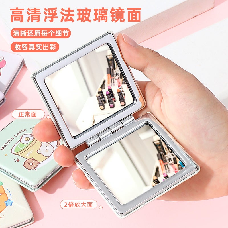 Bao Bao Cute Portable Double-Sided Folding Mirror Square Small Mirror Mini Cosmetic Mirror Girls Portable Makeup Mirror - Image 4