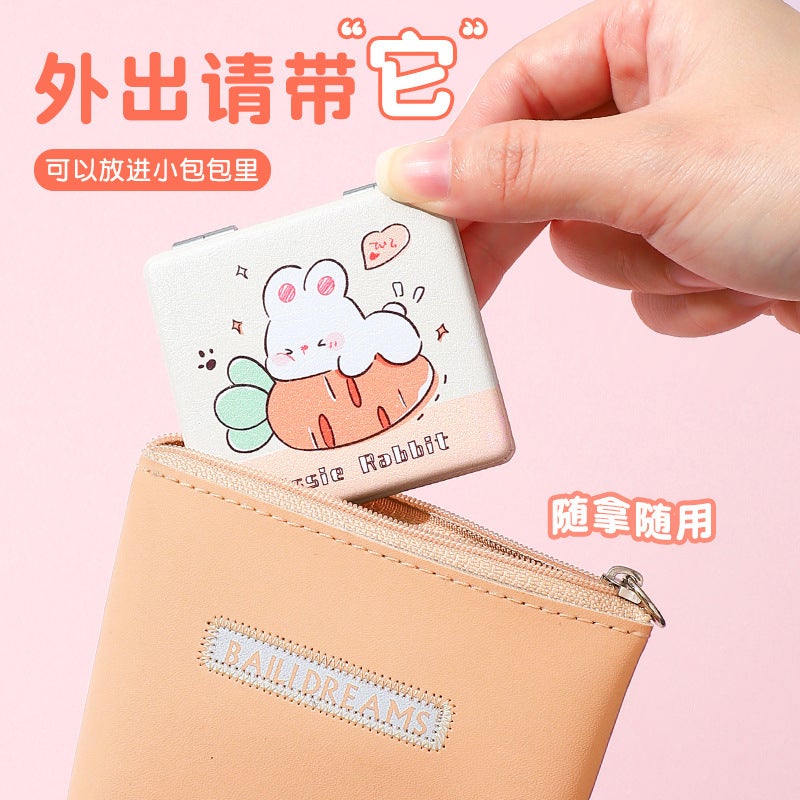 Bao Bao Cute Portable Double-Sided Folding Mirror Square Small Mirror Mini Cosmetic Mirror Girls Portable Makeup Mirror - Image 5