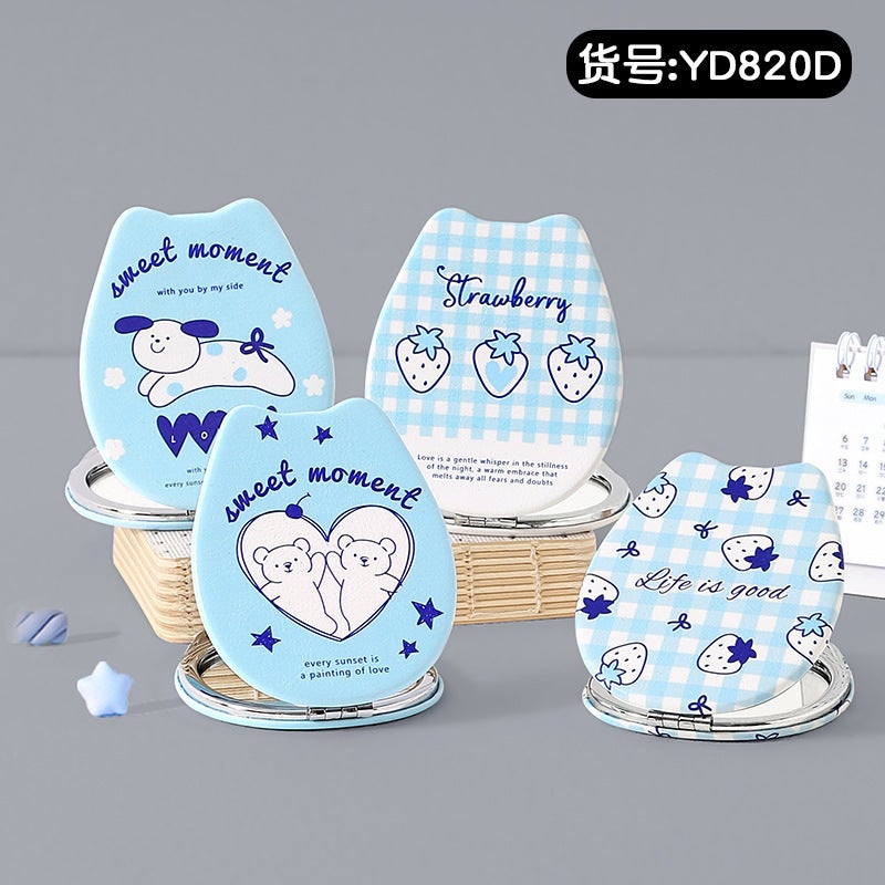 Bao Bao Cute Portable Double-Sided Folding Mirror Square Small Mirror Mini Cosmetic Mirror Girls Portable Makeup Mirror - Image 1