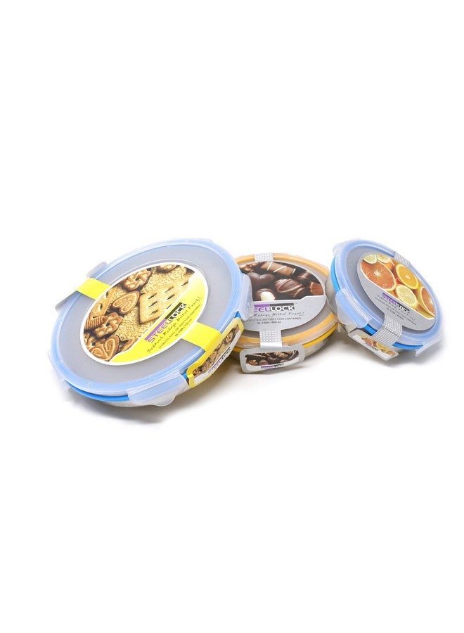 Steellock Stainless Steel Container - 250 ml, 450 ml, 750 ml, 3 Pieces, Silver (SL-1300 + SL-1400 + SL-1500) - Image 1