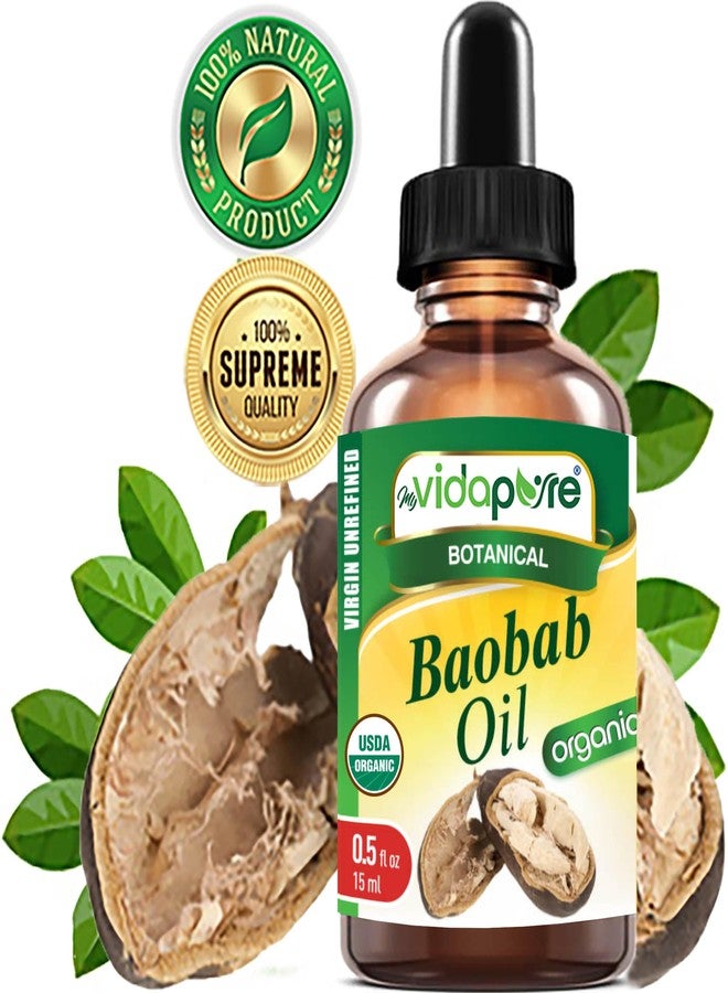 myVidaPure زيت باوباب العضوي MYVIDAPURE معتمد عضوي 100% طبيعي نقي بكر غير مكرر. 0.5 أونصة سائلة - 15 مل. للعناية بالبشرة، الوجه، الشعر، الشفاه والأظافر. - Image 2