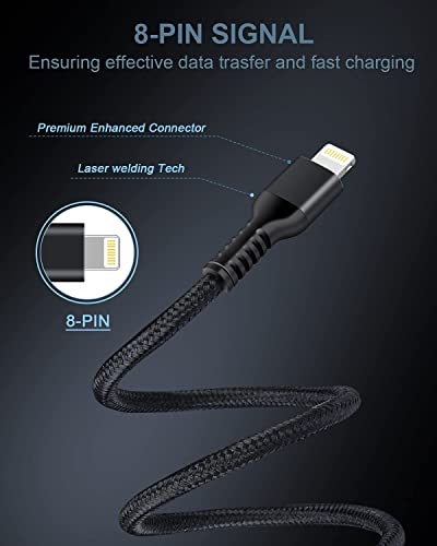 Haoano USB A to Lightning Cord, 2Pack/3Ft Nylon Braided iPhone Charger Cable, Apple Approved Fast Charging Power Wire for iPhone 14, 13 Pro Max, 13Pro, 13 Mini, 12 11 10 XR XS X 8 Plus 7 Fast Cargador Chord - Image 3