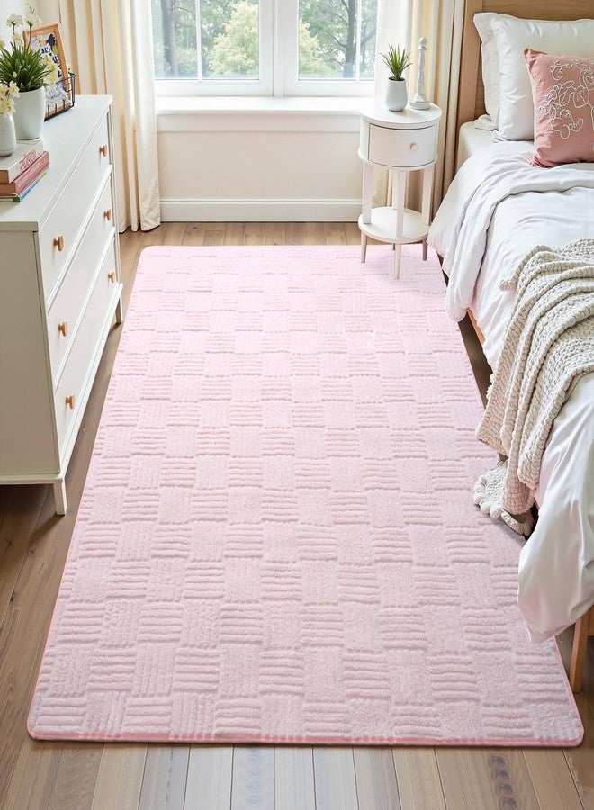 Flagover 4x6 Pink Washable Shag Area Rug for Girls Bedroom, Modern Geometric Non Slip Living Room Rugs, Fluffy Soft Thick Carpet for Kids Room, Dorm, Office, Bedside, Entryway and Home Decor - Image 2