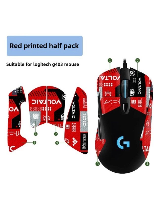 Anti-slip Mouse Sticker Logitech G403 G603 G703 Special Sweat-absorbent Sticker Hero CF/LOL Sticker Protective Film-Color: Red Printing 1 ]  - Image 1