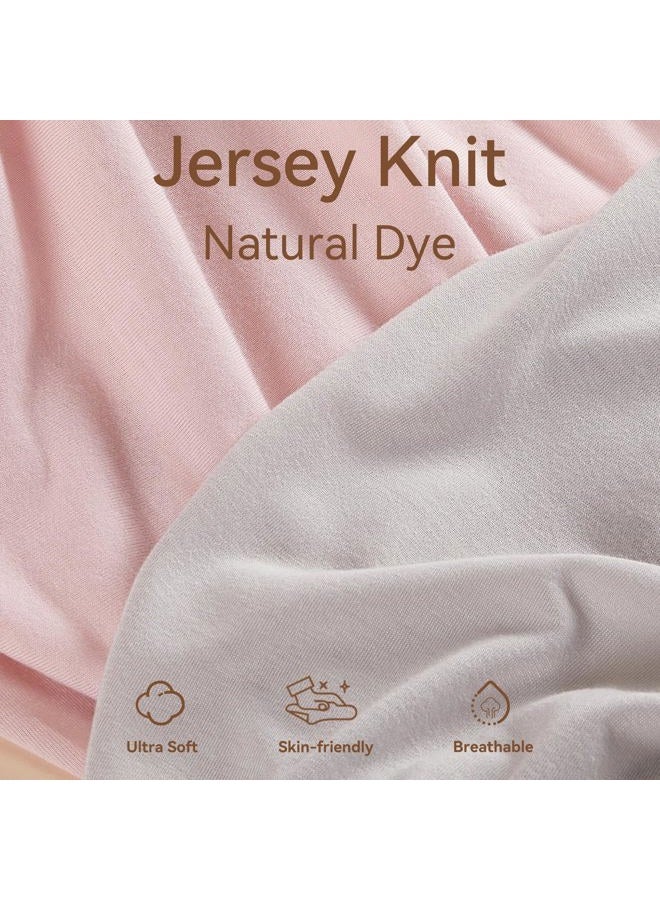 TILLYOU Changing Pad Cover Set in Soft Jersey Material Diaper Changing Table Sheets - Fits 32"/34''x16 Contoured Pad for Babies,Peachy Pink & Lt Gray - Image 2
