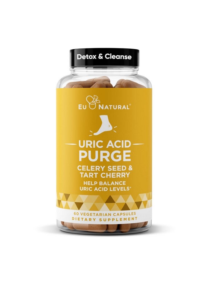 Eu Natural تطهير! طرد حمض اليوريك - كل واشرب ما تريد - ديتوكس وتنظيف مع مستخلص بذور الكرفس، الكرز الحامض و تشانكا بيدرا لدعم المفاصل الفعال والحركة النشطة - 60 كبسولة نباتية لينة - Image 1