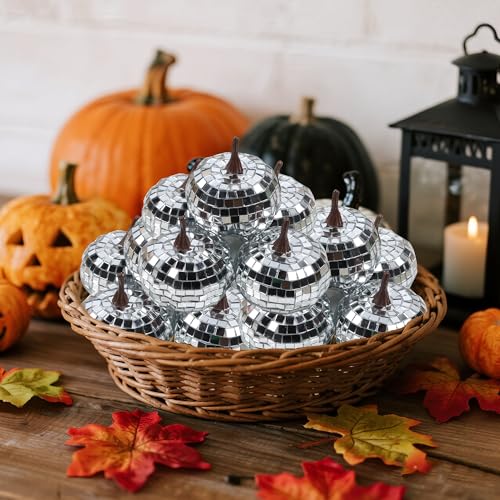 winemana 12 Pack Silver Pumpkin Fall Decor, Foam Glitter Pumpkins for Decorating Mini Artificial Craft Pumpkins for Thanksgiving Table Party Harvest Decorations - Image 2