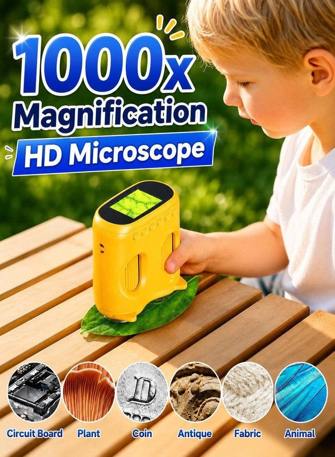 Ashfly 2-in-1 Kids Microscope & Telescope, 1000x Digital Handheld Microscope with 2'' HD Screen, 10x Magnifying Camera Binoculars Science Kits for Outdoor Toys, Birthday Gifts for Age 4-12 Boys Girls - Image 4