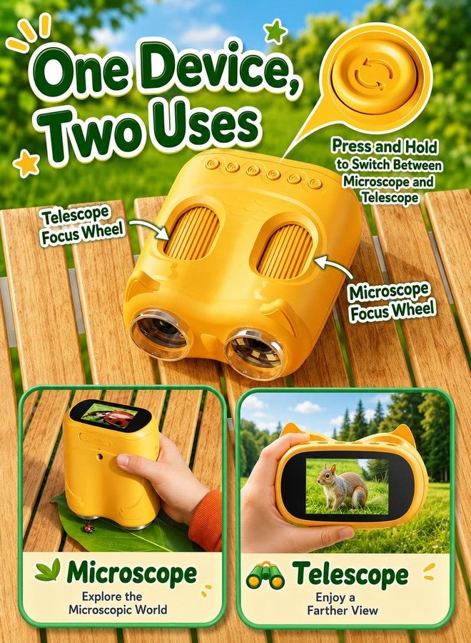 Ashfly 2-in-1 Kids Microscope & Telescope, 1000x Digital Handheld Microscope with 2'' HD Screen, 10x Magnifying Camera Binoculars Science Kits for Outdoor Toys, Birthday Gifts for Age 4-12 Boys Girls - Image 3