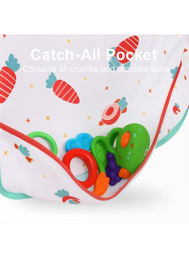 Pack Of 3 Waterproof Baby Bibs with Pocket, Safety Material, Machine Washable - Image 4