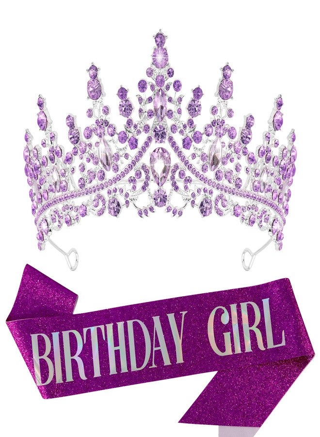 فيلسكرون تاج عيد ميلاد فيلسكرون للنساء والفتيات، طوق رأس مرصع بالكريستال البنفسجي، تاج أميرة أنيق، زينة لحفلات عيد الميلاد، هدية عيد ميلاد للأخوات، إكسسوارات شعر - Image 1