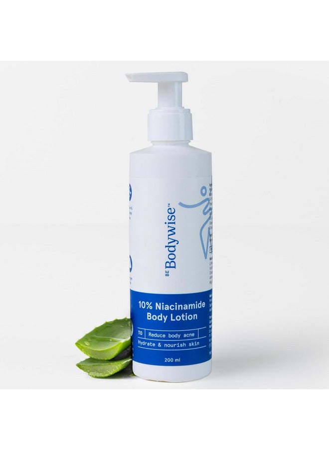 Be Bodywise 10% Niacinamide Brightening Body Lotion 200Ml | 48Hr Moisturization | Aloe Vera Extract & Almond Oil | Repairs Skin Barrier, Reduces Acne Marks & Nourishes | For All Skin Types  - Image 1