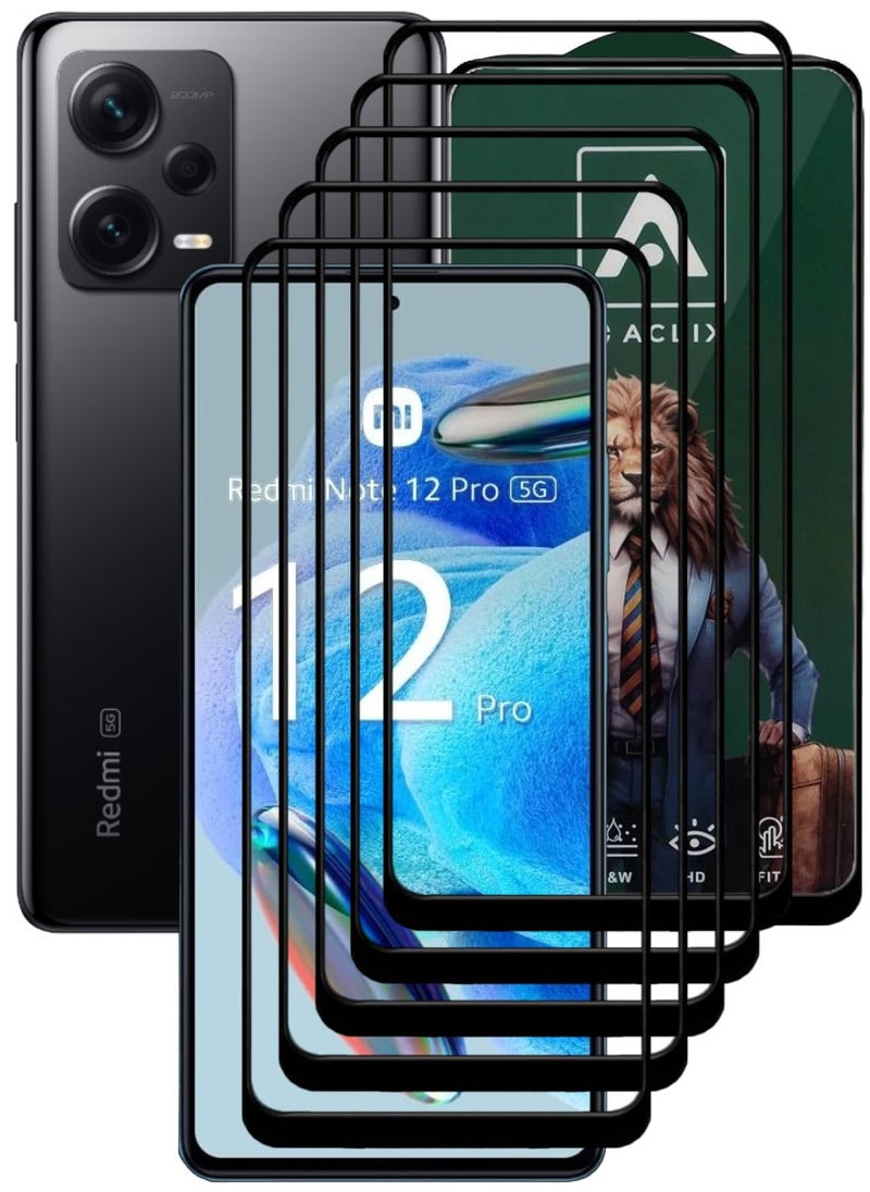 ACLIX 5 Pieces Antistatic ESD Dustproof Premium Quality High Definition Tempered Glass Screen Protector Designed For Xiaomi Redmi Note 12 Pro - Image 1