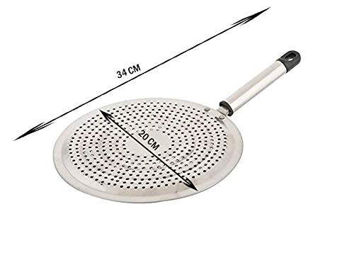 Dharam Paul Traders Flat Base Stainless Steel Jali Roti Roast Grill/Papad Roaster/Chapati Toast Grill/paneer tandoor net/brinjal/Barbeque.-20 cm Diameter. 1 Piece, Metallic Color - Image 3