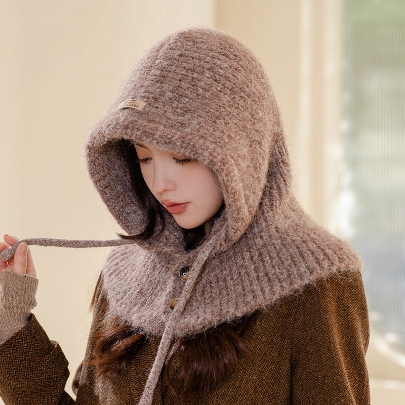 Women's Winter Balaclava Hat with Scarf 2-Piece Set, Knit Beanie and Neck Warmer - Image 4