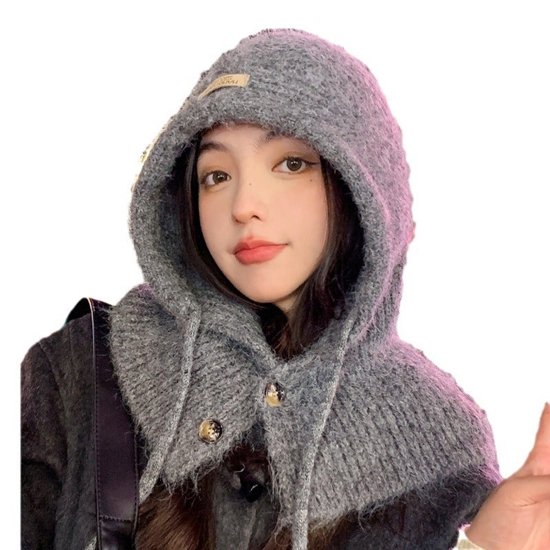 Women's Winter Balaclava Hat with Scarf 2-Piece Set, Knit Beanie and Neck Warmer - Image 5