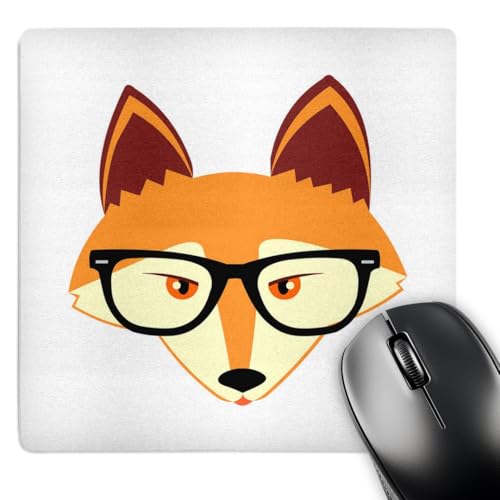 3DROSE Cute Hipster Red Fox with Glasses - Mouse Pad, 8 by 8 inches (mp_175372_1) - Image 1