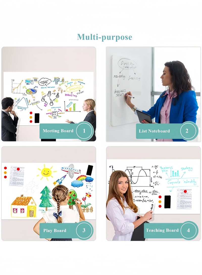 جيجيرو ملصقات السبورة البيضاء المغناطيسية، ورق سبورة بيضاء مغناطيسي قابل للمسح الجاف، ملصق سبورة بيضاء مغناطيسي ذاتي اللصق، 90 × 120 سم - Image 4