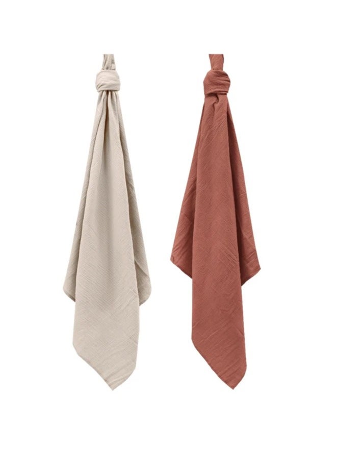 infancie Organic Cotton Muslin Baby  Blanket - Breathable, Large 120x120 cm for baby swaddle blanket Hypoallergenic Muslin Baby Blankets, Versatile, Double layer (Rust/Ivory)  - Image 4