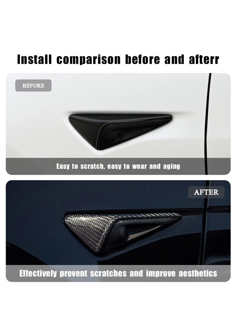 Generic - Tesla Model 3 & Y Turn Signal Side Camera Protection Cover - 2PCS Real 3K Glossy Dry Carbon Fiber Accessories for Enhanced Durability and Style. - Image 1