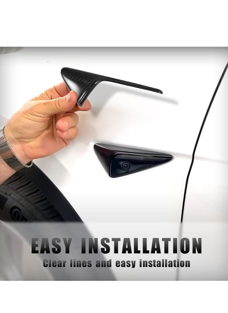 Generic - Tesla Model 3 & Y Turn Signal Side Camera Protection Cover - 2PCS Real 3K Glossy Dry Carbon Fiber Accessories for Enhanced Durability and Style. - Image 1