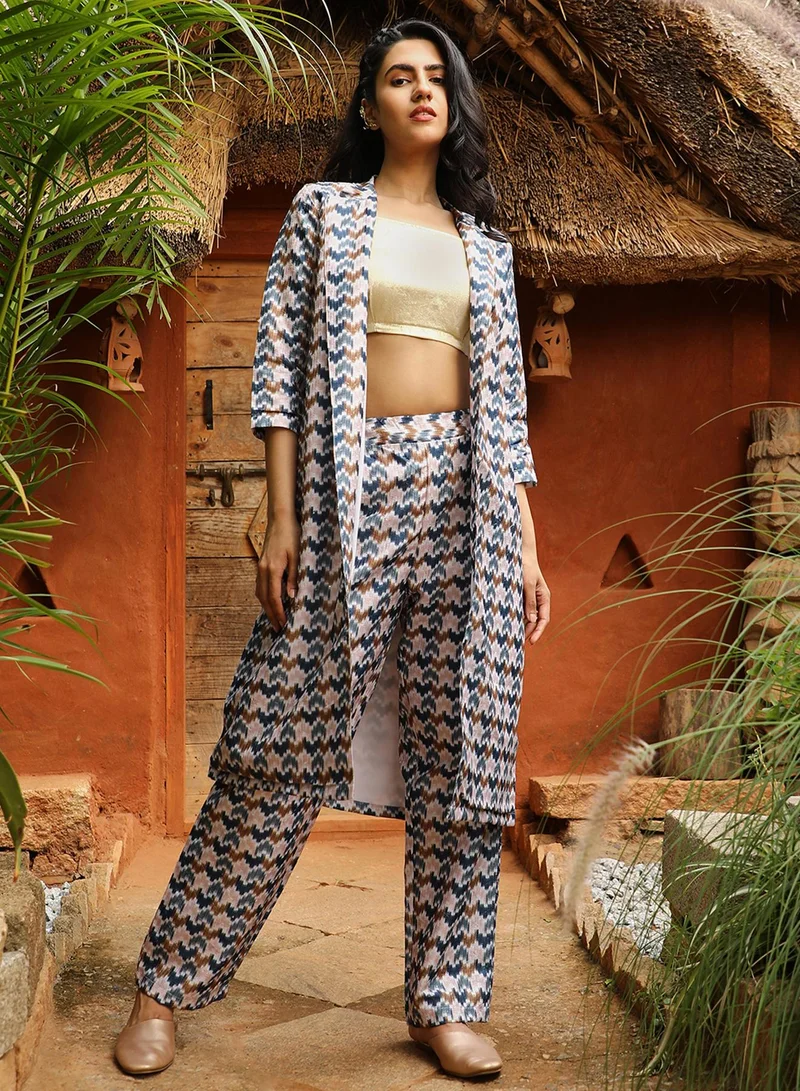 QISSA Women's Mocha Brown Embellished Draped Co-Ord Set For Casual Wear | Sweetheart Neck | Sleeveless | 2 Piece Co-Ords Designed With Comfort Fit For Everyday Ethnic Wear