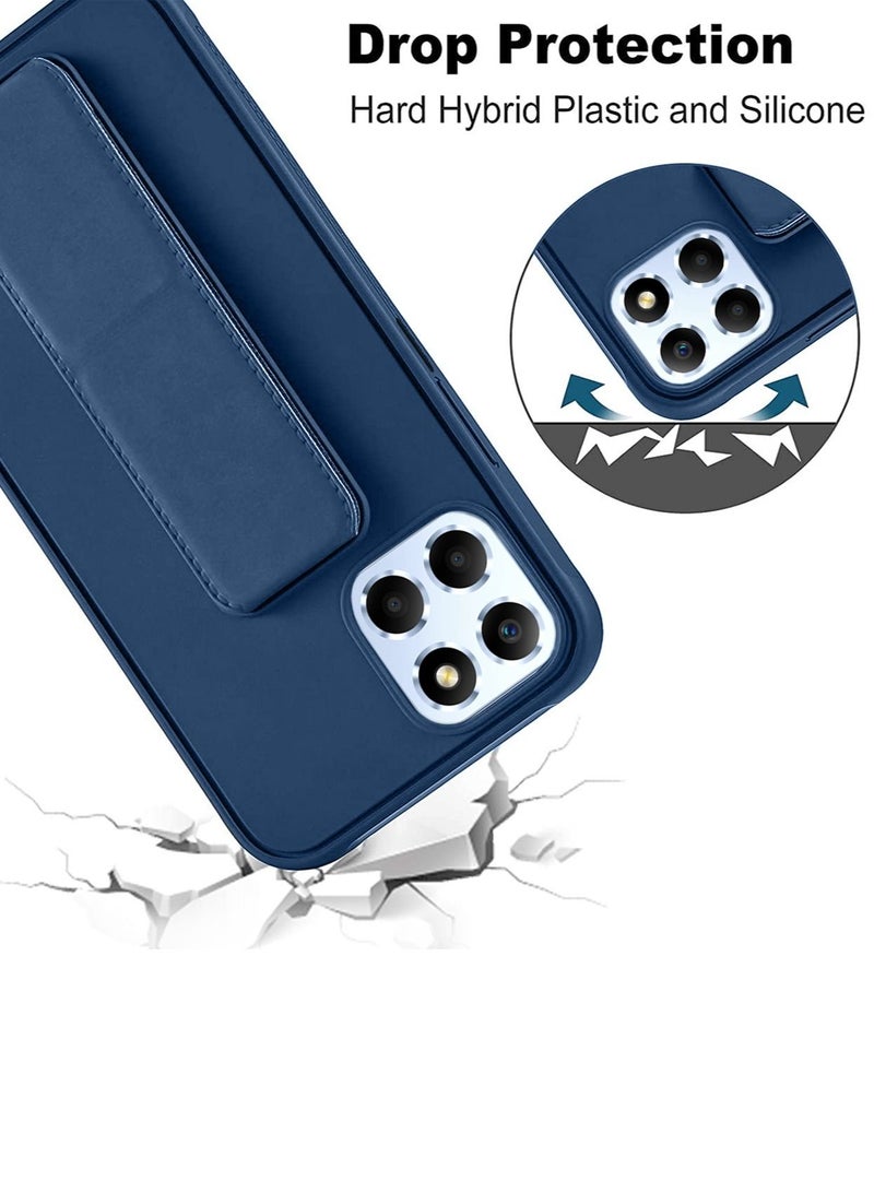 دبليو تيك بو الجلود حزام اليد قبضة حامل جراب الهاتف غطاء ال Honor X8 4G الأزرق الداكن - Image 5