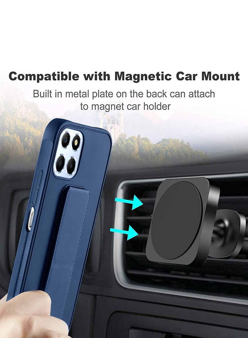 دبليو تيك بو الجلود حزام اليد قبضة حامل جراب الهاتف غطاء ال Honor X8 4G الأزرق الداكن - Image 3