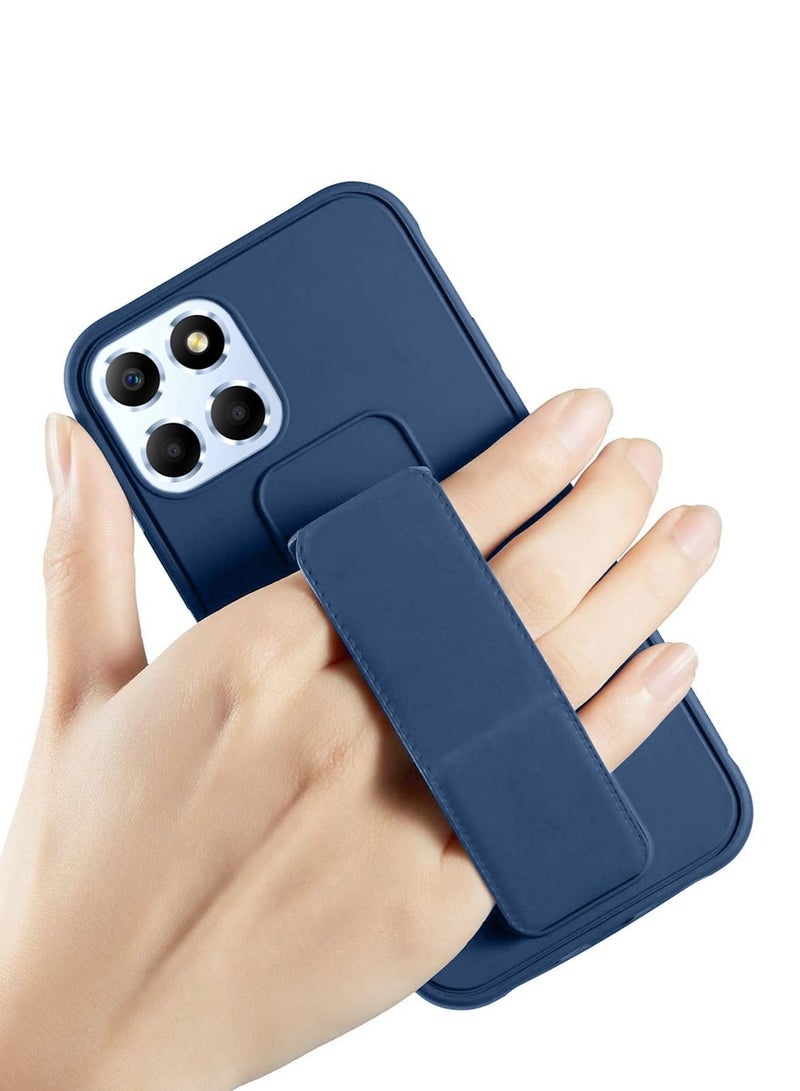 دبليو تيك بو الجلود حزام اليد قبضة حامل جراب الهاتف غطاء ال Honor X8 4G الأزرق الداكن - Image 2