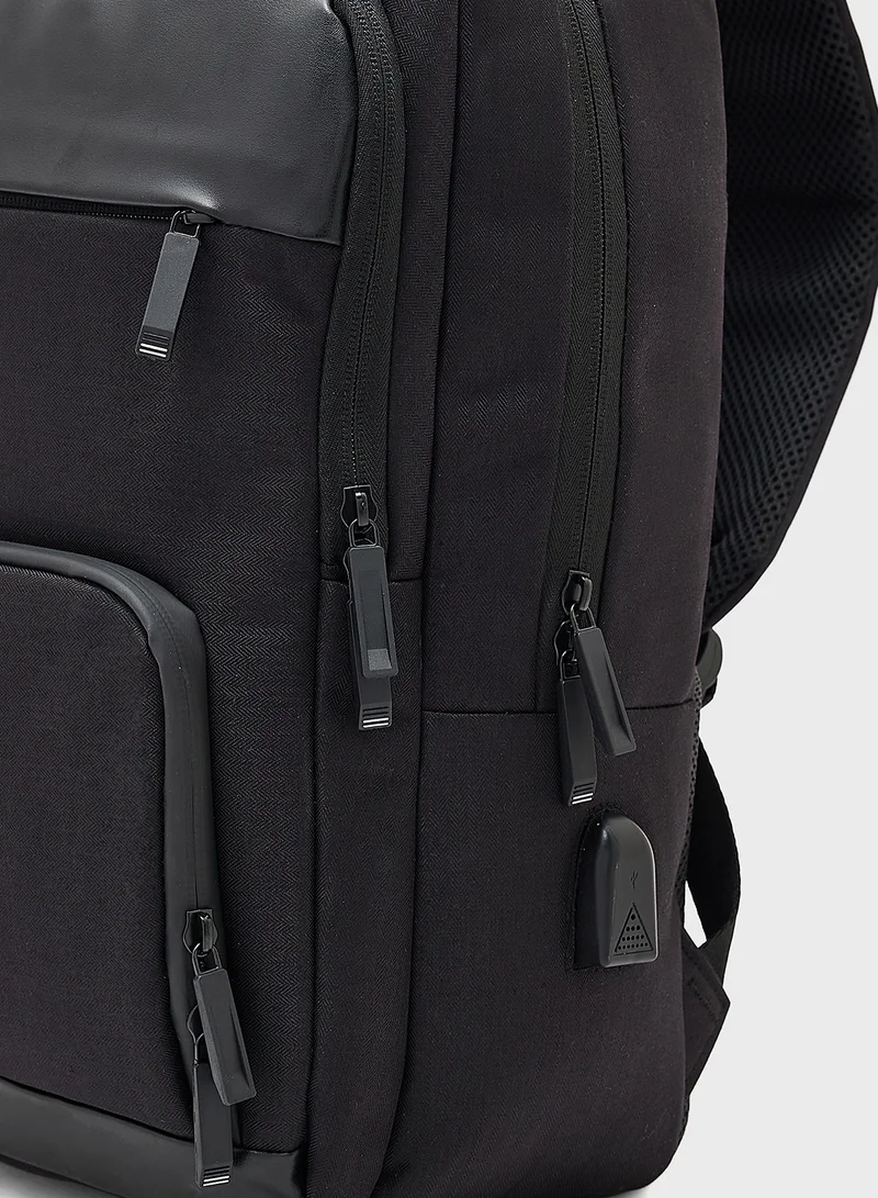 Robert Wood Casual Padded Laptop Backpack With Usb Port