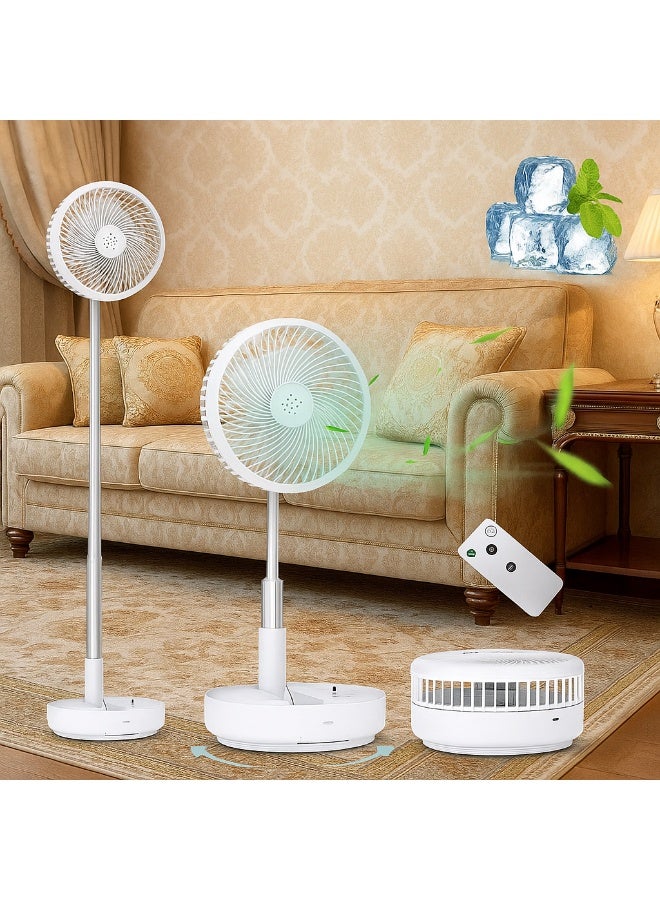 Y&D Portable Intelligent Mute Remote Control Electric Fan Wireless  Foldable Desk Fan, USB Rechargeable Telescopic Table & Floor Fan with 7 Blades – Adjustable Height, Lightweight, Quiet, Compact Electric Pedestal Fan for Office, Home, Kitchen, Travel & Camping Use - Image 1