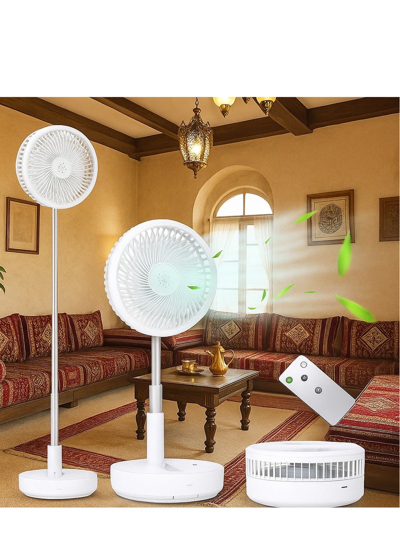Y&D Portable Intelligent Mute Remote Control Electric Fan Wireless  Foldable Desk Fan, USB Rechargeable Telescopic Table & Floor Fan with 7 Blades – Adjustable Height, Lightweight, Quiet, Compact Electric Pedestal Fan for Office, Home, Kitchen, Travel & Camping Use - Image 2