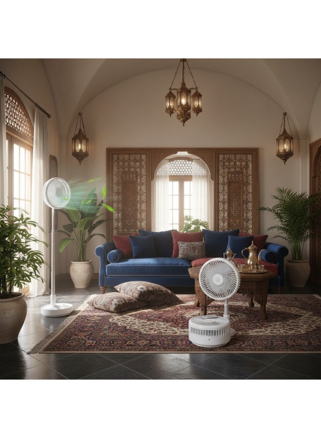 Y&D Portable Intelligent Mute Remote Control Electric Fan Wireless  Foldable Desk Fan, USB Rechargeable Telescopic Table & Floor Fan with 7 Blades – Adjustable Height, Lightweight, Quiet, Compact Electric Pedestal Fan for Office, Home, Kitchen, Travel & Camping Use - Image 5