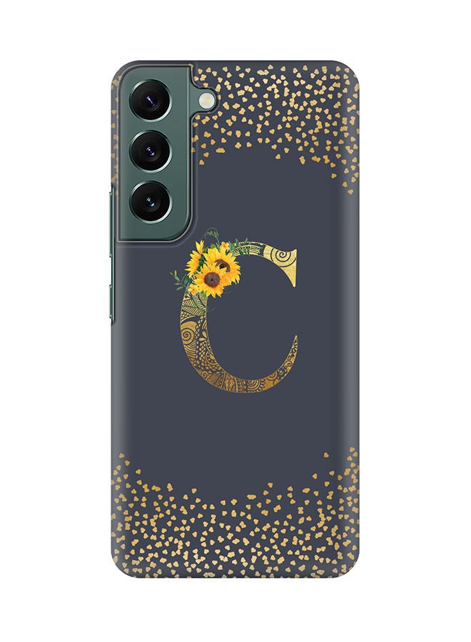 Stylizedd Monogram Slim Cover for Samsung Galaxy S22+ 5G Case Custom Initials Letter Floral Pattern Snap Series Mobile Cover Matte Alphabet  - C (Grey) - Image 1