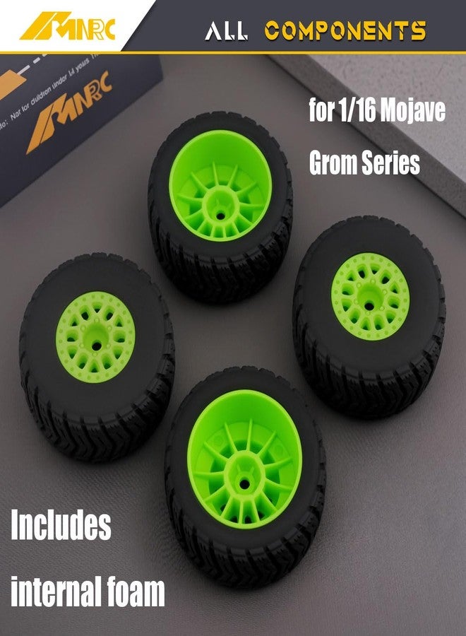 NMNRC Pre Glued Wheel and Tire Plastic Rim Rubber for Arrma 1/16 Mojave Grom RC Car Upgrades Part Green - Image 3