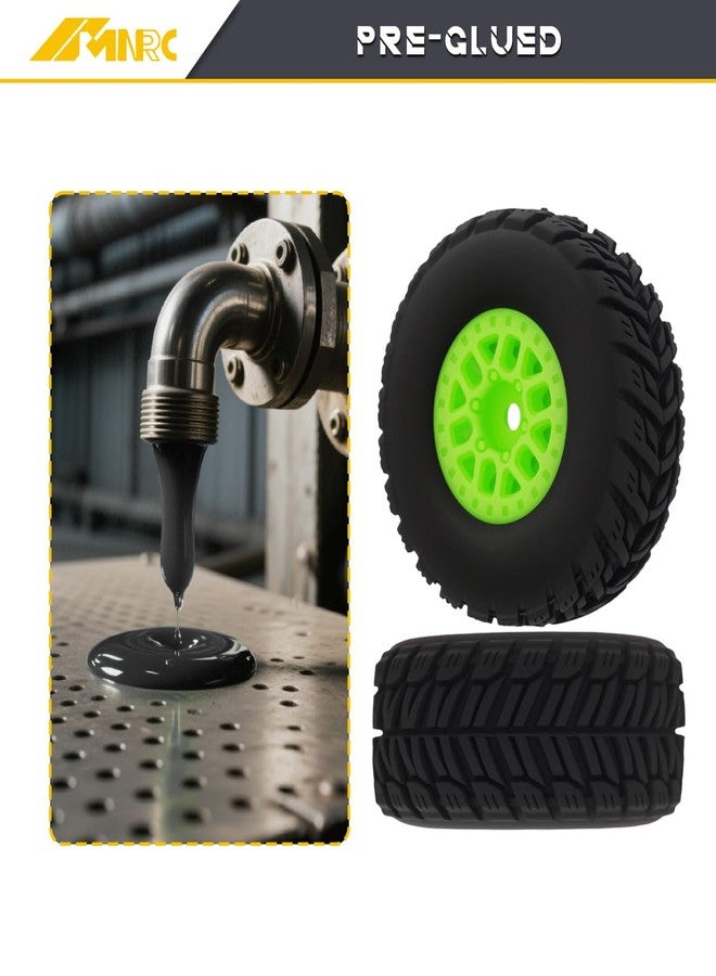 NMNRC Pre Glued Wheel and Tire Plastic Rim Rubber for Arrma 1/16 Mojave Grom RC Car Upgrades Part Green - Image 5