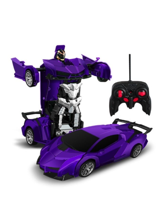 One-Click Transforming Remote Control Car - Kids Racing Model Police Car 