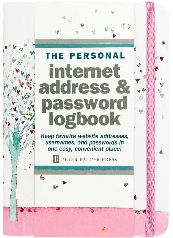 Tree of Hearts Internet Address & Password Logbook (removable cover band for security)  - Image 1