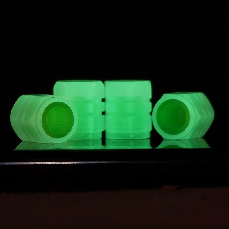 cheekyglo Universal Fluorescent Car Tire Valve Caps, Luminous Tire Valve Stem Caps, Tire Valve Stem Caps, Glow in The Dark Valve Caps for Car, Truck, SUV, Motorcycles (4PC) - Image 2