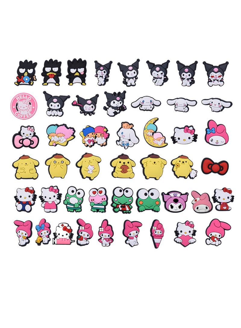 Excefore 47pcs Shoe Charms for Girls Adults, Kawaii Shoe Charms for Croc Clogs Sandals Decoration, Shoe Charms for Wristband Bracelets, Sandals Decoration Accessories - Image 1