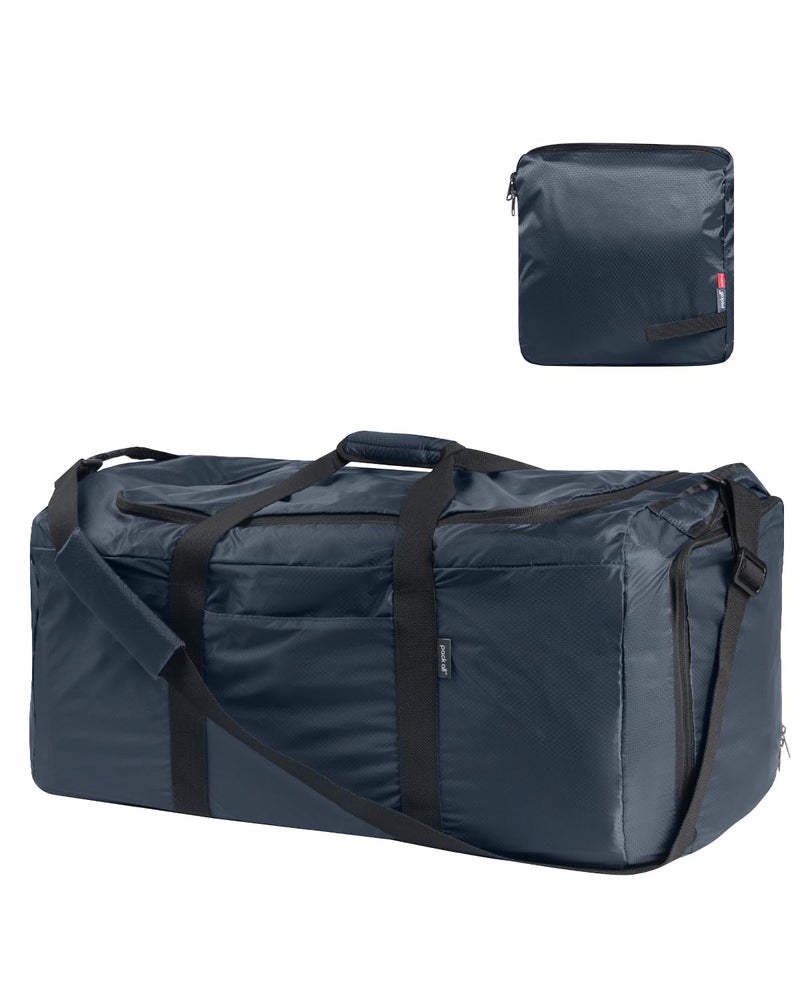 pack all 65L Foldable Travel Duffel Bag, Packable Weekender Bag with Shoe Compartment, Water-Resistant Gym Bag with Adjustable Strap for Overnight, Sports and Camping (Navy) - Image 1