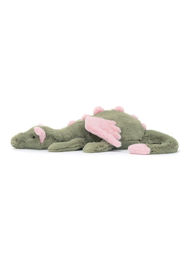 Jellycat دراكون مالاكي العملاق - لعبة محشوة كبيرة جداً على شكل تنين أخضر ناعم بأجنحة وردية، حيوان محشو خيالي للأطفال، هدايا وزينة غرف - Image 2