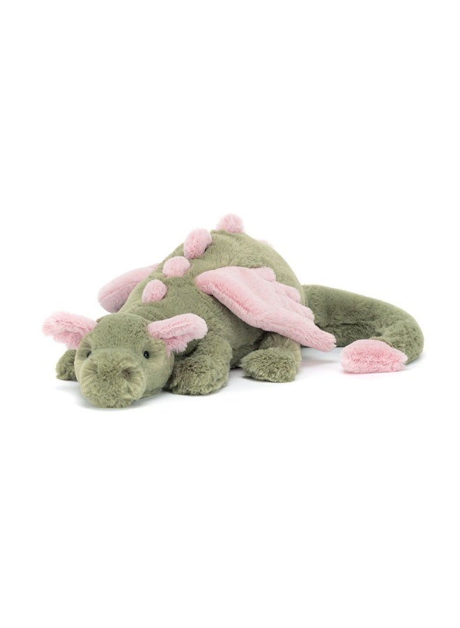 Jellycat دراكون مالاكي العملاق - لعبة محشوة كبيرة جداً على شكل تنين أخضر ناعم بأجنحة وردية، حيوان محشو خيالي للأطفال، هدايا وزينة غرف - Image 1