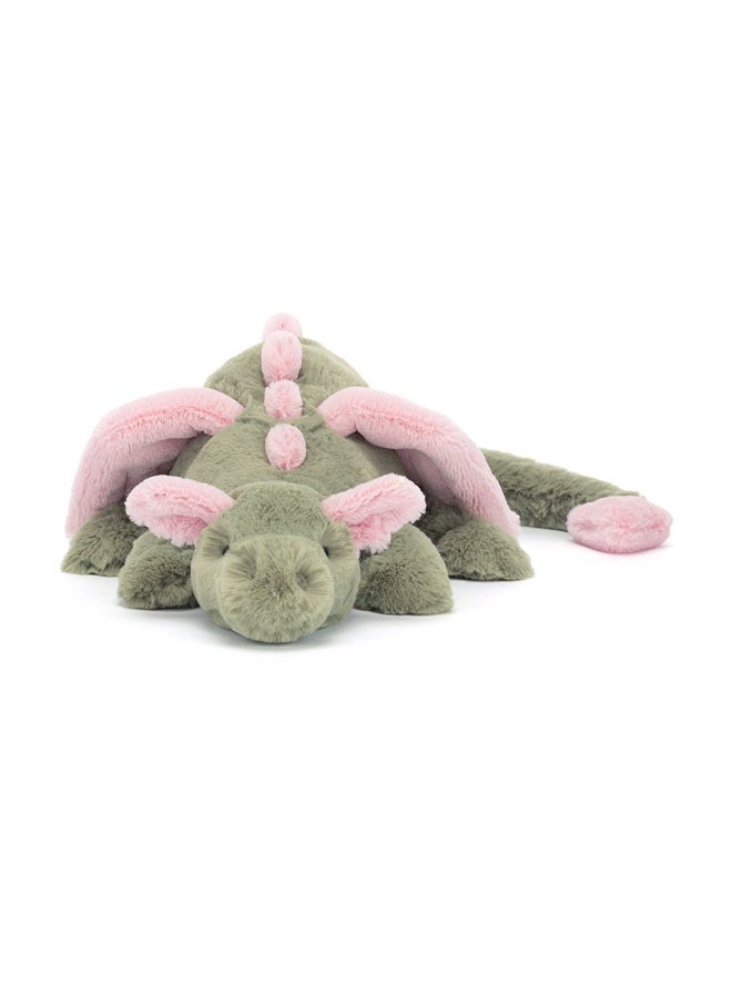 Jellycat دراكون مالاكي العملاق - لعبة محشوة كبيرة جداً على شكل تنين أخضر ناعم بأجنحة وردية، حيوان محشو خيالي للأطفال، هدايا وزينة غرف - Image 4